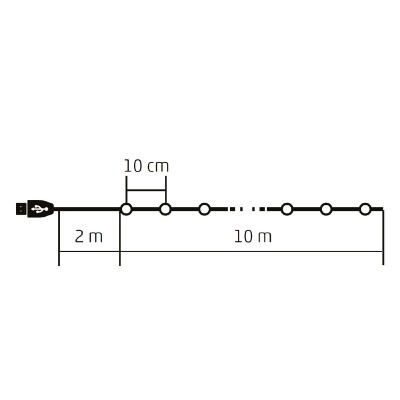 Micro LED-es fényfüzér, RGB, 100 LED, 12 prg - ML 112 RGB